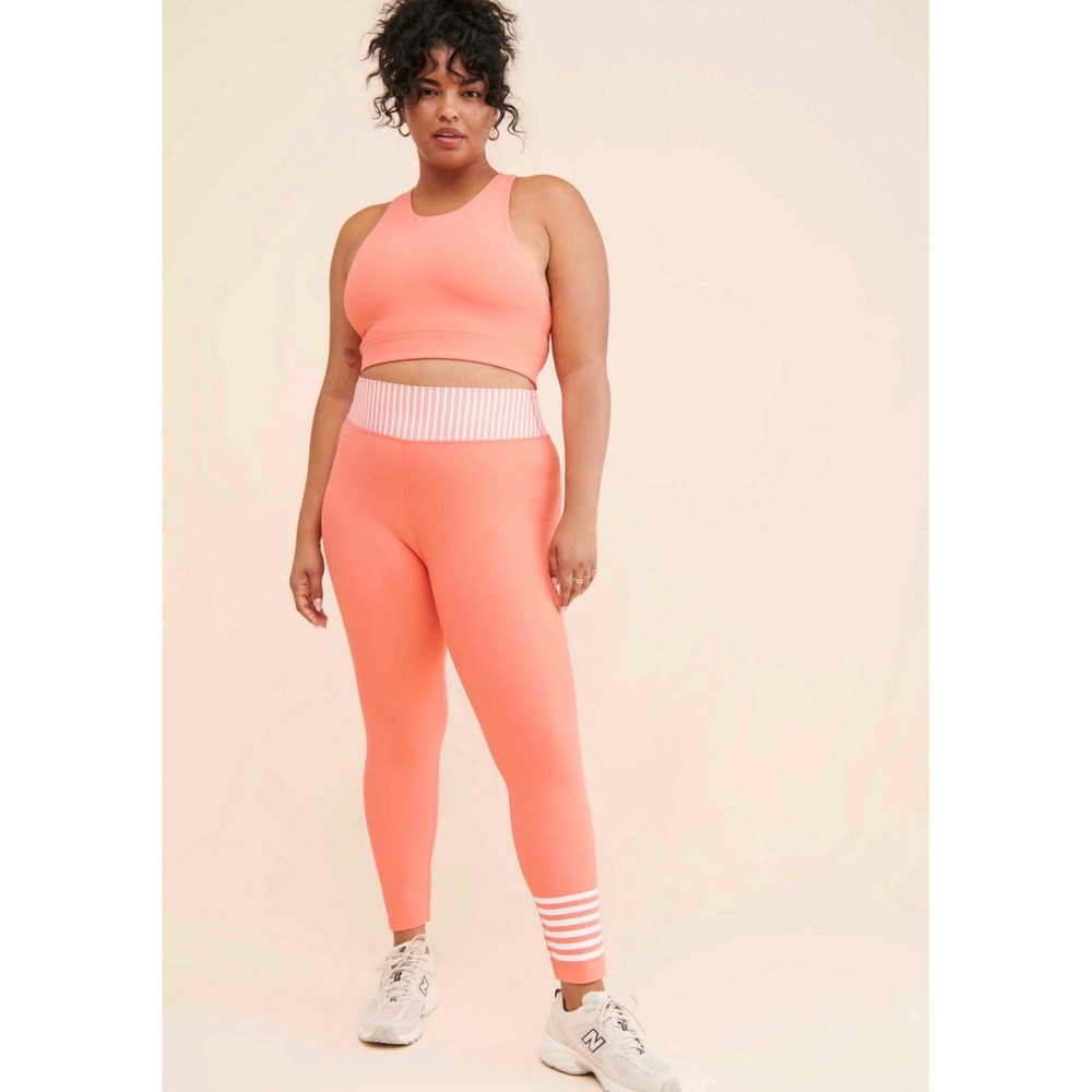 Nuuly x Addison Bay Striped High Waisted Cropped Leggings Orange Petite XL-P